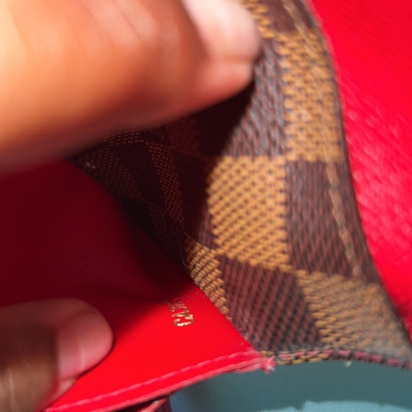 Louis Vuitton Brown/Red Long Damier Ebene Canvas Leather Emilie CA3185 Wallet - Picture 15 of 16